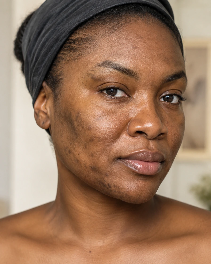 AmberSkin dark spots and uneven tone editorial portrait